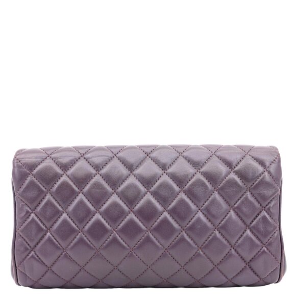 Chanel  Fold Up Again Quilted Lambskin Leather Clutch Purple - Picture 3 of 11